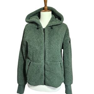 Calvin Klein Sherpa Full Zip Hoodie Size XS Green